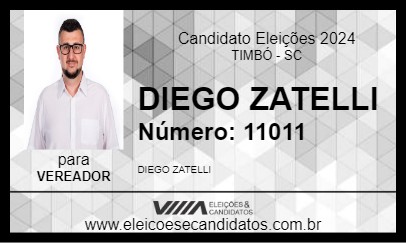 Candidato DIEGO ZATELLI 2024 - TIMBÓ - Eleições