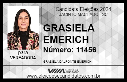 Candidato GRASIELA EMERICH 2024 - JACINTO MACHADO - Eleições