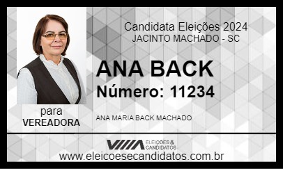 Candidato ANA BACK 2024 - JACINTO MACHADO - Eleições