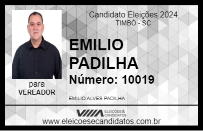 Candidato EMILIO PADILHA 2024 - TIMBÓ - Eleições