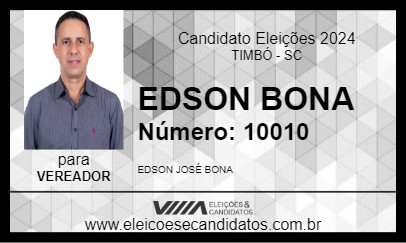 Candidato EDSON BONA 2024 - TIMBÓ - Eleições