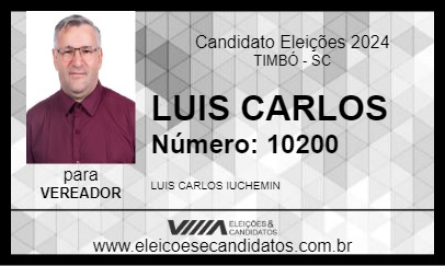 Candidato LUIS CARLOS 2024 - TIMBÓ - Eleições