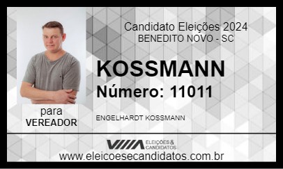 Candidato KOSSMANN 2024 - BENEDITO NOVO - Eleições