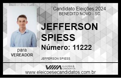 Candidato JEFFERSON SPIESS 2024 - BENEDITO NOVO - Eleições