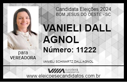 Candidato VANIELI DALL AGNOL 2024 - BOM JESUS DO OESTE - Eleições