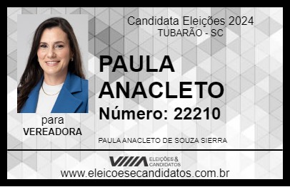 Candidato PAULA ANACLETO 2024 - TUBARÃO - Eleições