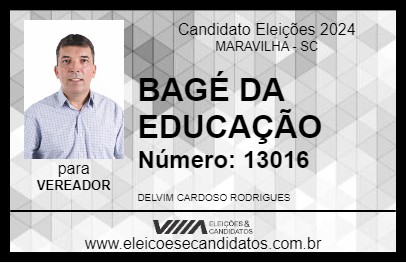 Candidato BAGÉ DA EDUCAÇÃO 2024 - MARAVILHA - Eleições