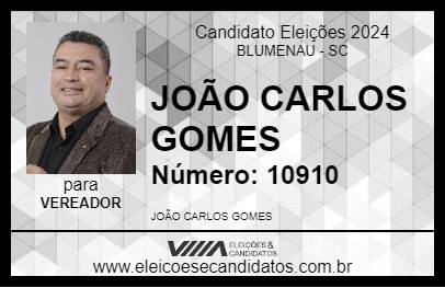 Candidato JOÃO CARLOS GOMES 2024 - BLUMENAU - Eleições