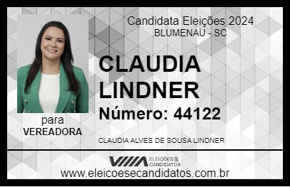 Candidato CLAUDIA LINDNER 2024 - BLUMENAU - Eleições