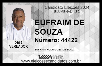 Candidato EUFRAIM  DE SOUZA 2024 - BLUMENAU - Eleições