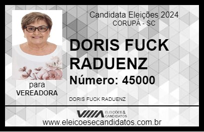 Candidato DORIS FUCK RADUENZ 2024 - CORUPÁ - Eleições