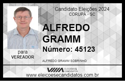 Candidato ALFREDO GRAMM 2024 - CORUPÁ - Eleições