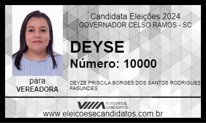 Candidato DEYSE 2024 - GOVERNADOR CELSO RAMOS - Eleições