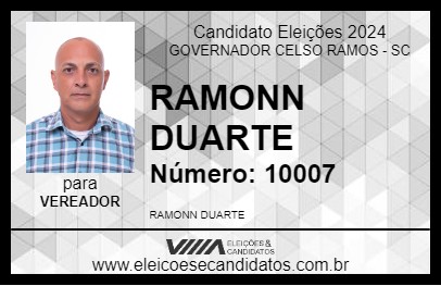 Candidato RAMONN DUARTE 2024 - GOVERNADOR CELSO RAMOS - Eleições