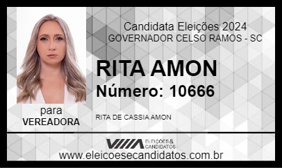 Candidato RITA AMON 2024 - GOVERNADOR CELSO RAMOS - Eleições