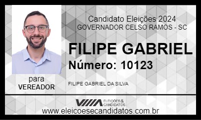 Candidato FILIPE GABRIEL 2024 - GOVERNADOR CELSO RAMOS - Eleições