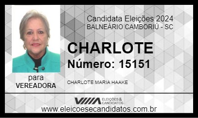 Candidato CHARLOTE 2024 - BALNEÁRIO CAMBORIÚ - Eleições