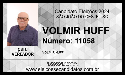 Candidato VOLMIR HUFF 2024 - SÃO JOÃO DO OESTE - Eleições