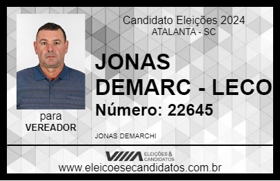 Candidato JONAS DEMARCHI - LECO 2024 - ATALANTA - Eleições