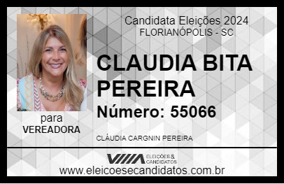 Candidato CLAUDIA BITA PEREIRA 2024 - FLORIANÓPOLIS - Eleições