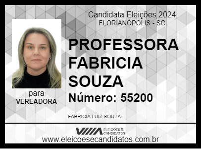 Candidato PROFESSORA FABRICIA SOUZA 2024 - FLORIANÓPOLIS - Eleições