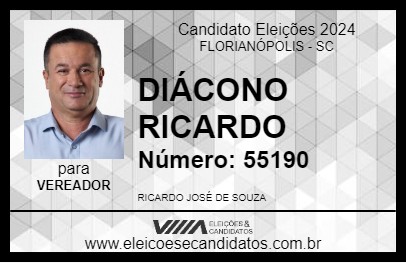 Candidato DIÁCONO RICARDO 2024 - FLORIANÓPOLIS - Eleições