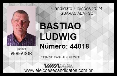 Candidato BASTIAO LUDWIG 2024 - GUARACIABA - Eleições