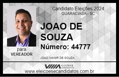 Candidato JOAO DE SOUZA 2024 - GUARACIABA - Eleições