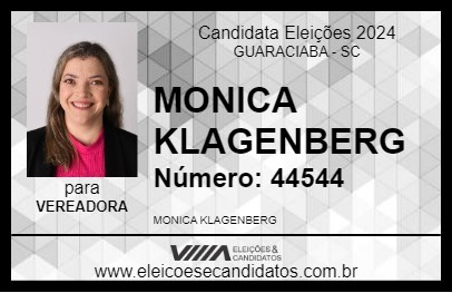 Candidato MONICA KLAGENBERG 2024 - GUARACIABA - Eleições