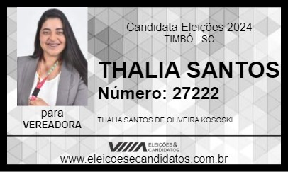 Candidato THALIA SANTOS 2024 - TIMBÓ - Eleições