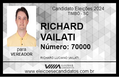 Candidato RICHARD VAILATI 2024 - TIMBÓ - Eleições