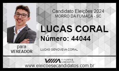 Candidato LUCAS CORAL 2024 - MORRO DA FUMAÇA - Eleições