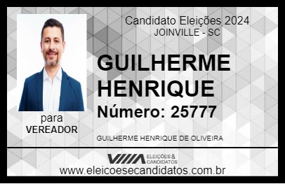 Candidato GUILHERME HENRIQUE 2024 - JOINVILLE - Eleições