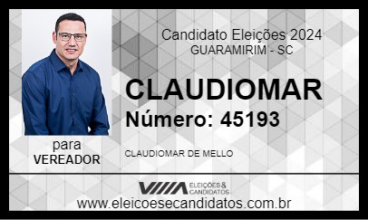 Candidato CLAUDIOMAR 2024 - GUARAMIRIM - Eleições