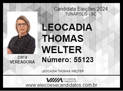 Candidato LEOCADIA THOMAS WELTER 2024 - TUNÁPOLIS - Eleições