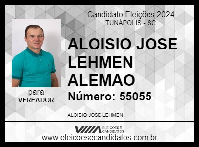 Candidato ALOISIO JOSE LEHMEN ALEMAO 2024 - TUNÁPOLIS - Eleições