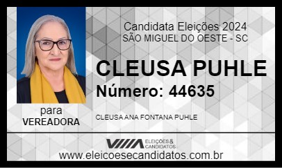 Candidato CLEUSA PUHLE 2024 - SÃO MIGUEL DO OESTE - Eleições