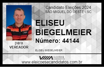 Candidato ELISEU BIEGELMEIER 2024 - SÃO MIGUEL DO OESTE - Eleições