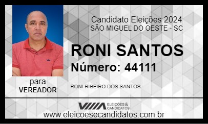 Candidato RONI SANTOS 2024 - SÃO MIGUEL DO OESTE - Eleições