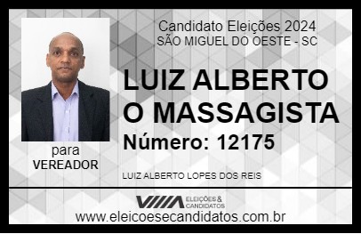 Candidato LUIZ ALBERTO O MASSAGISTA 2024 - SÃO MIGUEL DO OESTE - Eleições