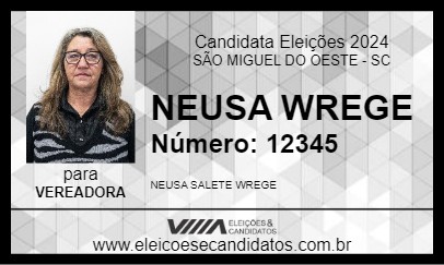 Candidato NEUSA WREGE 2024 - SÃO MIGUEL DO OESTE - Eleições