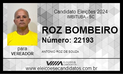 Candidato ROZ BOMBEIRO 2024 - IMBITUBA - Eleições