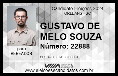 Candidato GUSTAVO DE MELO SOUZA 2024 - ORLEANS - Eleições