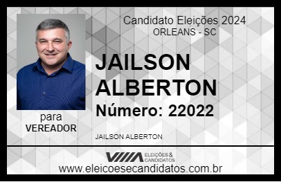 Candidato JAILSON ALBERTON 2024 - ORLEANS - Eleições