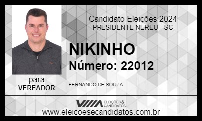 Candidato NIKINHO 2024 - PRESIDENTE NEREU - Eleições