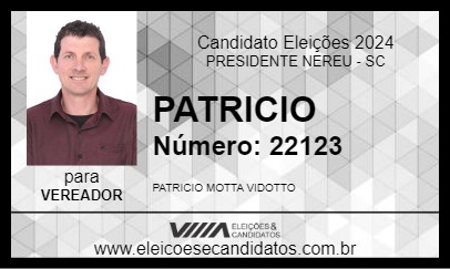 Candidato PATRICIO 2024 - PRESIDENTE NEREU - Eleições