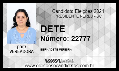 Candidato DETE 2024 - PRESIDENTE NEREU - Eleições