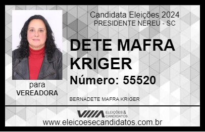 Candidato DETE MAFRA KRIGER 2024 - PRESIDENTE NEREU - Eleições