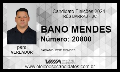 Candidato BANO MENDES 2024 - TRÊS BARRAS - Eleições