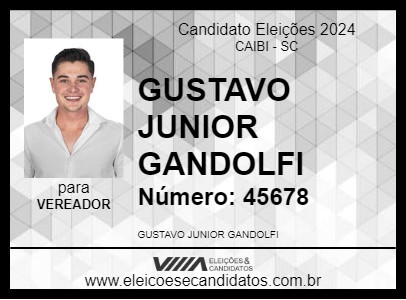 Candidato GUSTAVO JUNIOR GANDOLFI 2024 - CAIBI - Eleições